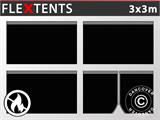 Sidevegg Sett for Quick-up telt FleXtents 3x3m Svart, Flammehemmende 