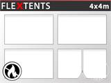 Zijwandset voor Vouwtent FleXtents 4x4m, Wit, Vlamvertragende