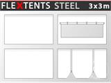 Šoninės sienelės rinkinys išskleidžiamoms pavėsinėms FleXtents Steel ir Basic v.3 3x3m, Balta