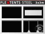 Zijwandset voor de vouwtenten FleXtents Steel en Basic v.3, 3x3m, Zwart
