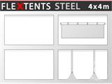 Komplet bočnih stranica za brzo sklopivi paviljon FleXtents Steel i Basic v.3 4x4m, Bijela
