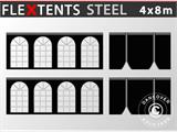 Zijwandset voor vouwtent FleXtents Steel 4x8m, Zwart