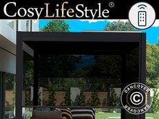 Electric sidewall screen for pergola gazebo San Pablo, 3 m, Black