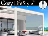 Muro lateral automático para cenador pérgola bioclimática San Pablo, 3m, Blanco/Gris claro