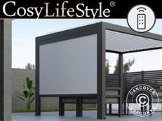 Electric sidewall screen f/bioclimatic pergola gazebo Génova, 3 m, Grey