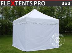 Tente pliable FleXtents PRO "Wave" 3x3m Blanc, avec 4 cotés