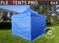 Tente pliable FleXtents PRO 3x3m Bleu, avec 4 cotés