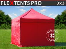 Tente pliable FleXtents PRO 3x3m Rouge, avec 4 cotés