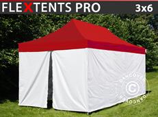 Tente pliable FleXtents® PRO, tente médicale et d’urgence, 3x6m, Rouge/Blanc, 6 parois latérales incluses