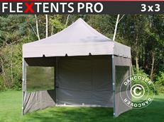 Tente pliable FleXtents PRO "Peaked" 3x3m Latte, avec 4 cotés