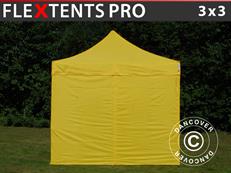 Tente pliable FleXtents PRO 3x3m Jaune, avec 4 cotés