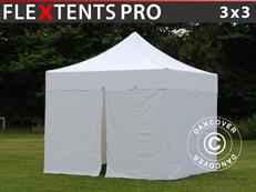Tente pliable FleXtents PRO "Peaked" 3x3m Blanc, avec 4 cotés