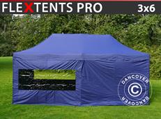 Tente pliable FleXtents PRO 3x6m Bleu foncé, avec 6 cotés
