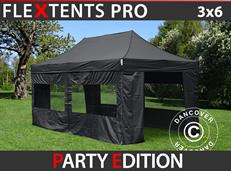 Tente pliable FleXtents PRO 3x6m Noir, avec 6 cotés