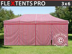 Tente pliable FleXtents PRO 3x6m rayé, avec 6 cotés
