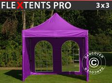 Tente pliable FleXtents PRO 3x3m Violet, avec 4 cotés