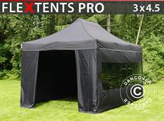 Tente pliable FleXtents PRO 3x4,5m Noir, avec 4 cotés