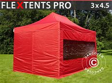 Tente pliable FleXtents PRO 3x4,5m Rouge, avec 4 cotés