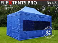 Tente pliable FleXtents PRO 3x4,5m Bleu, avec 4 cotés
