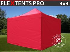 Tente pliable FleXtents PRO 4x4m Rouge, avec 4 cotés