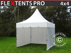 Tente pliable FleXtents PRO Peak Pagoda 4x4m Blanc, Incl. 4 parois latérales