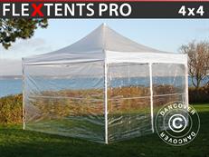 Tente pliable FleXtents PRO 4x4m Transparent, avec 4 cotés