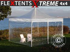 Tente pliable FleXtents Xtreme 50 4x4m Transparent, avec 4 cotés