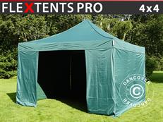 Tente pliable FleXtents PRO 4x4m Vert, avec 4 cotés