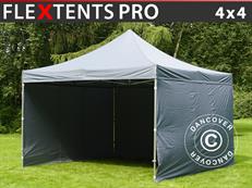 Tente pliable FleXtents PRO 4x4m Gris, avec 4 cotés