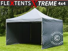 Tente pliable FleXtents Xtreme 50 4x4m Gris, avec 4 cotés