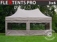 Tente pliable FleXtents PRO Peak Pagoda 3x6m Latte, Incl. 6 parois latérales