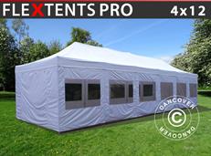 Tente pliable FleXtents PRO 4x12m Blanc, avec cotés