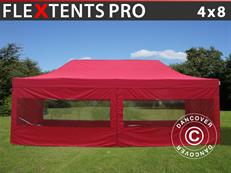 Tente pliable FleXtents PRO 4x8m Rouge, avec 6 cotés