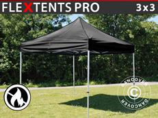 Tente pliable FleXtents PRO 3x3m Noir, Ignifugé