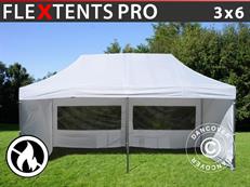 Tente pliable FleXtents PRO 3x6m Blanc, Ignifugé, avec 6 cotés