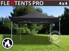Tente pliable FleXtents PRO 4x4m Noir, Ignifugé