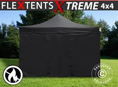 Tente pliable FleXtents Xtreme 50 4x4m Noir, Ignifugé, avec 4 cotés
