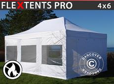 Tente pliable FleXtents PRO 4x6m Blanc, Ignifugé, avec 8 cotés