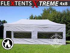 Tente pliable FleXtents Xtreme 50 4x8m Blanc, Ignifugé, avec 6 cotés