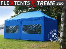 Tente pliable FleXtents Xtreme 60 3x6m Bleu, avec 6 cotés