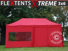 Tente pliable FleXtents Xtreme 60 3x6m Rouge, avec 6 cotés