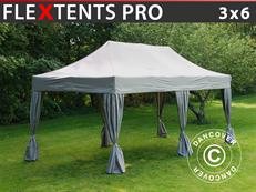 Tente pliable FleXtents PRO 3x6m Latte, incl. 6 rideaux decoratifs