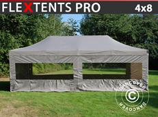 Vouwtent FleXtents PRO 4x8m Latte, inkl. 6 zijwanden