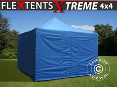 Tente pliable FleXtents Xtreme 60 4x4m Bleu, avec 4 cotés