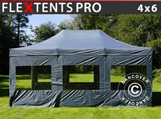 Tente pliable FleXtents PRO 4x6m Gris, avec 8 cotés