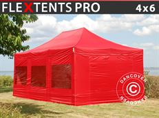 Tente pliable FleXtents PRO 4x6m Rouge, avec 8 cotés