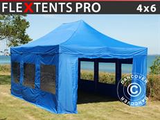 Tente pliable FleXtents PRO 4x6m Bleu, avec 8 cotés