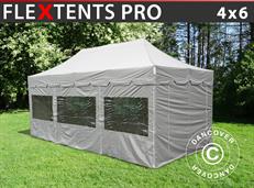 Tente pliable FleXtents PRO "Peaked" 4x6m Latte, avec 8 cotés