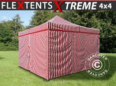 Tente pliable FleXtents Xtreme 50 4x4m Rayé, avec 4 cotés