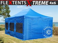 Tente pliable FleXtents Xtreme 50 4x6m Bleu, avec 8 cotés